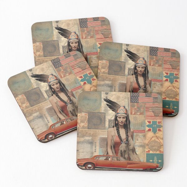 Item preview, America Beauty Retro Vintage Patchwork Collage Pattern of Americana designed and sold by BrandonArtWorld.