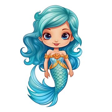 Beautiful Cute Cartoon Mermaid With Long Hair Siren Sea Theme Stock  Illustration - Download Image Now - iStock