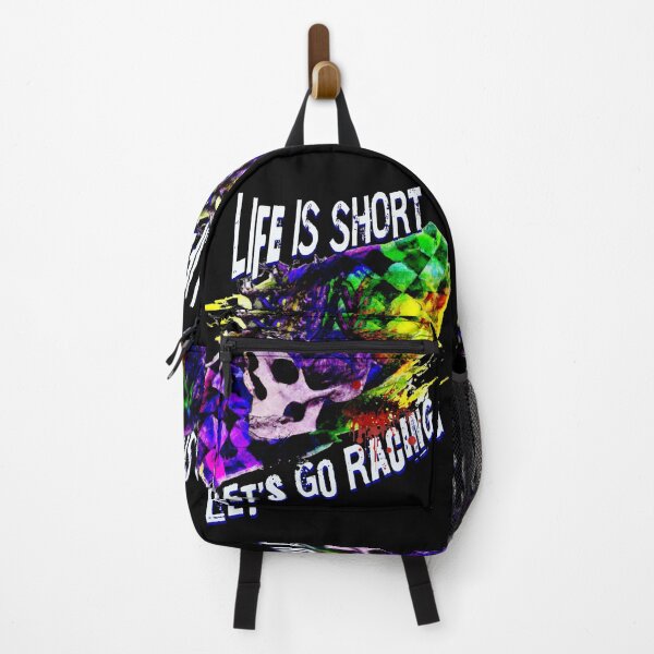 Item preview, Life Is Short Let's Go Racing Checkered Flag Skull Racing Fast Speed Dirt Track Nascar Drag Racing designed and sold by CarantinedChaos.