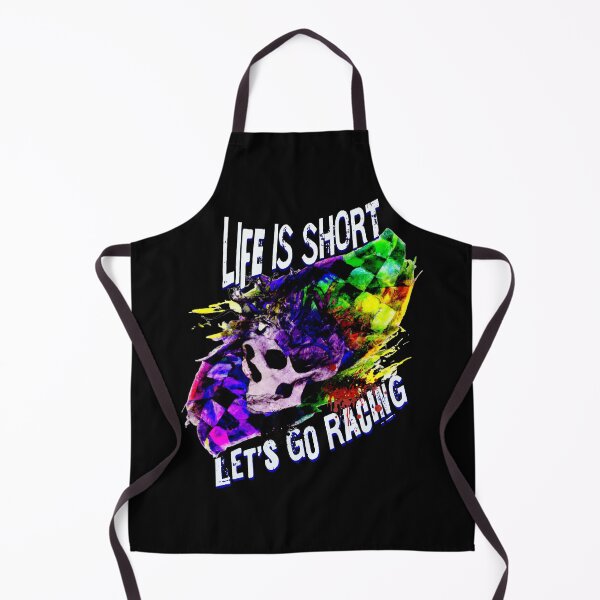 Item preview, Life Is Short Let's Go Racing Checkered Flag Skull Racing Fast Speed Dirt Track Nascar Drag Racing designed and sold by CarantinedChaos.