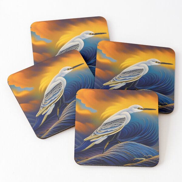 Item preview, Stylized Snowy Egret on the water, impasto, Ai Generated Art  designed and sold by ACC .