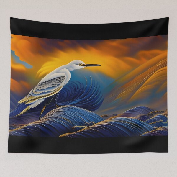 Item preview, Stylized Snowy Egret on the water, impasto, Ai Generated Art  designed and sold by ACC .