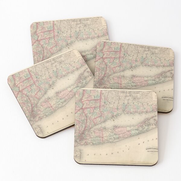 Item preview, Vintage Long Island NY Map (1875) Old Queens & Suffolk County New York Atlas Poster designed and sold by BravuraMedia.