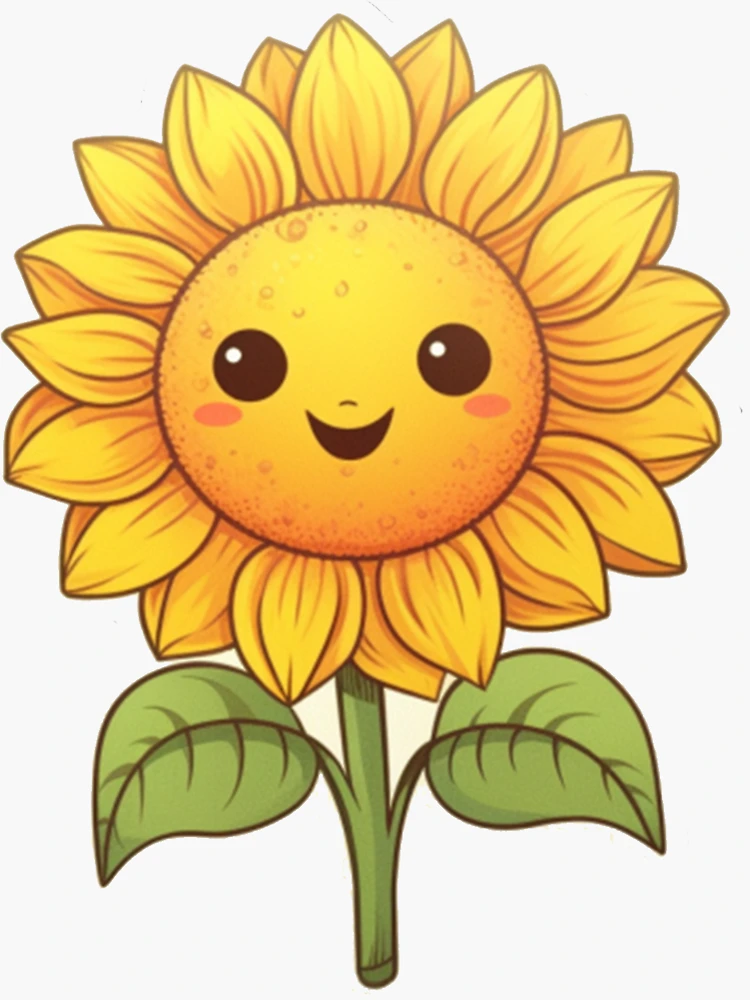 Cute Sunflower Sticker Sticker for Sale by Jim Mulkern