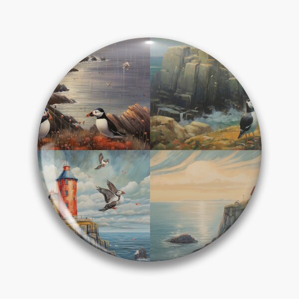Item preview, Puffins by the lighhtouse collection designed and sold by GoldenDragonco.
