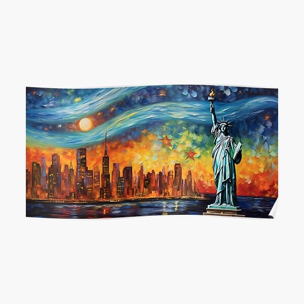 A Starry Night in NYC Poster