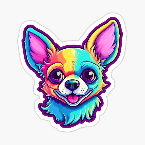 Cute Chihuahua Lisa Frank Style Sticker Sticker for Sale by