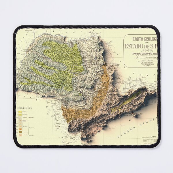 Item preview, 1929 São Paulo, Brazil Shaded Relief Map 3D digitally-rendered designed and sold by ThinkAboutMaps.