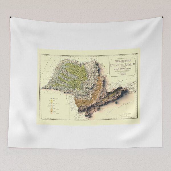 Item preview, 1929 São Paulo, Brazil Shaded Relief Map 3D digitally-rendered designed and sold by ThinkAboutMaps.