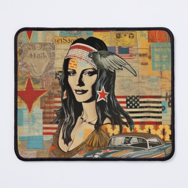Item preview, America Beauty Retro Vintage Patchwork Collage Pattern of Americana designed and sold by BrandonArtWorld.