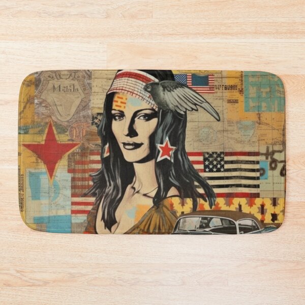 Item preview,  America Beauty Retro Vintage Patchwork Collage Pattern of Americana designed and sold by BrandonArtWorld.