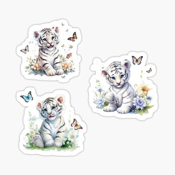 White Baby Tiger Sticker for Sale by Strivient