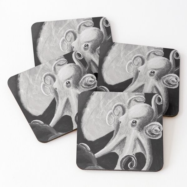 Item preview, Black and white cave octopus designed and sold by KatsColorfulArt.