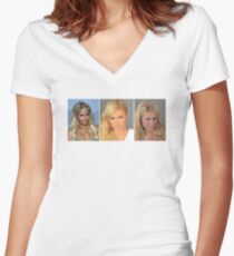 Camiseta entallada de cuello en V Paris Hilton Mugshot