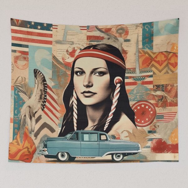 Item preview, America Beauty Retro Vintage Patchwork Collage Pattern of Americana designed and sold by BrandonArtWorld.