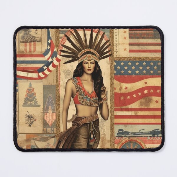 Item preview, America Beauty Retro Vintage Patchwork Collage Pattern of Americana designed and sold by BrandonArtWorld.