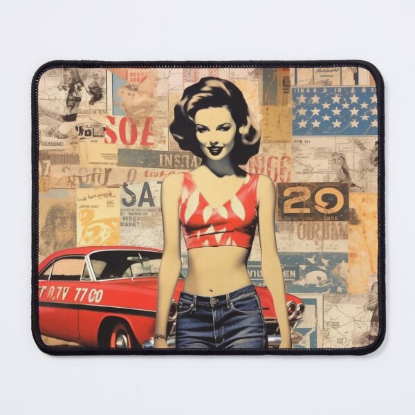 Item preview, America Beauty Retro Vintage Patchwork Collage Pattern of Americana designed and sold by BrandonArtWorld.