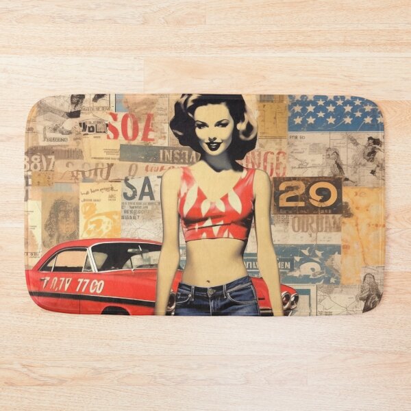 Item preview, America Beauty Retro Vintage Patchwork Collage Pattern of Americana designed and sold by BrandonArtWorld.