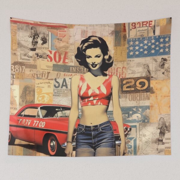 Item preview, America Beauty Retro Vintage Patchwork Collage Pattern of Americana designed and sold by BrandonArtWorld.