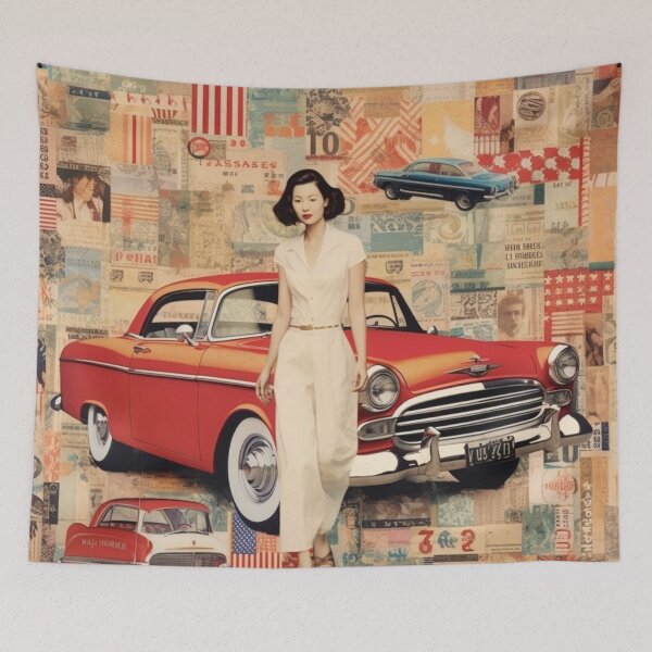 Item preview, America Beauty Retro Vintage Patchwork Collage Pattern of Americana designed and sold by BrandonArtWorld.