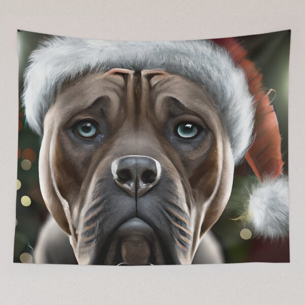 Item preview, Christmas Perro de Presa Canario Wearing A Santa Hat designed and sold by ZenEverAI.