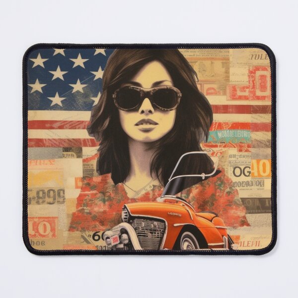 Item preview, America Beauty Retro Vintage Patchwork Collage Pattern of Americana designed and sold by BrandonArtWorld.