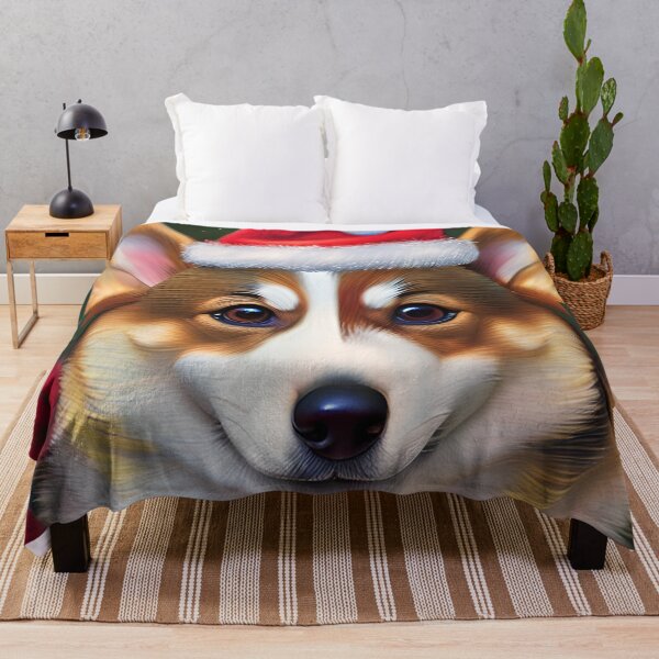 Item preview, Christmas Pembroke Welsh Corgi Wearing A Santa Hat designed and sold by ZenEverAI.