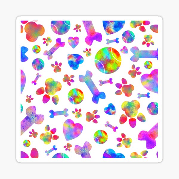 Rainbow Colored Chaos Dog Pattern. Sticker
