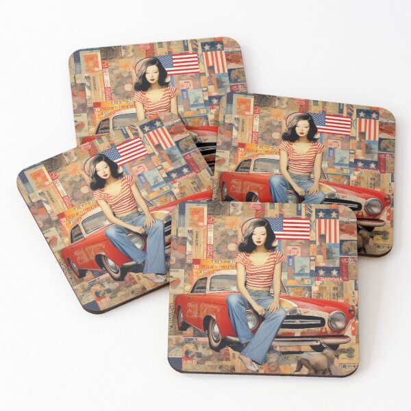 Item preview,  America Beauty Retro Vintage Patchwork Collage Pattern of Americana designed and sold by BrandonArtWorld.