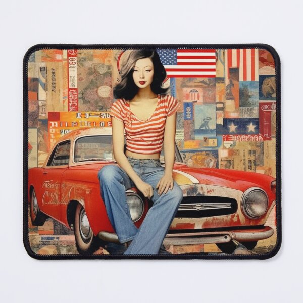 Item preview, America Beauty Retro Vintage Patchwork Collage Pattern of Americana designed and sold by BrandonArtWorld.