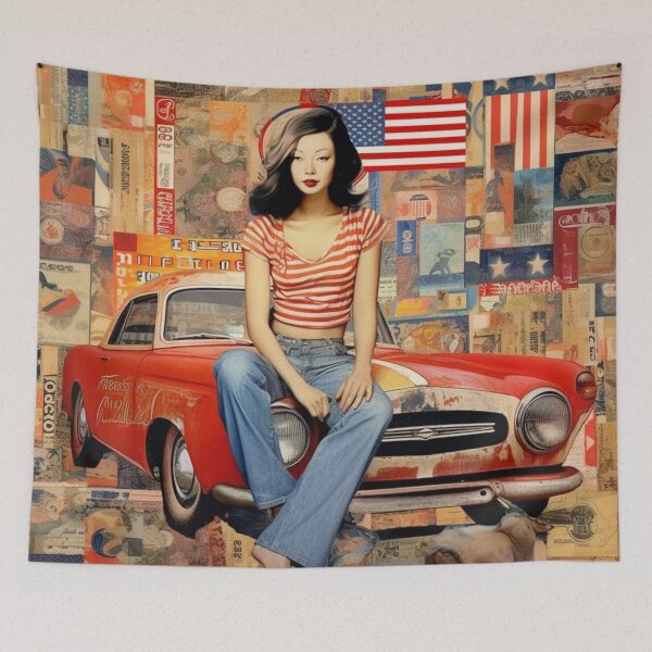 Item preview,  America Beauty Retro Vintage Patchwork Collage Pattern of Americana designed and sold by BrandonArtWorld.