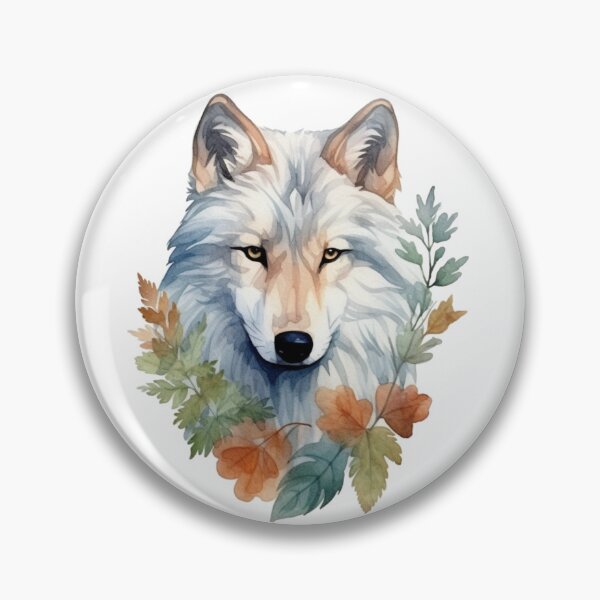 Item preview, Colorful wolf with flowers and foliage watercolor  designed and sold by PatternPatty.
