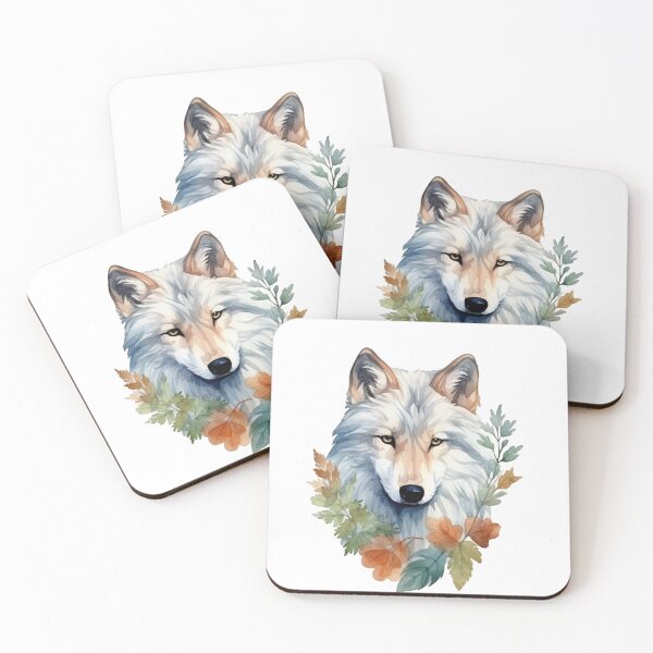Item preview, Colorful wolf with flowers and foliage watercolor  designed and sold by PatternPatty.
