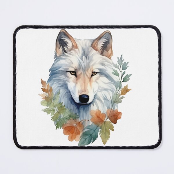 Item preview, Colorful wolf with flowers and foliage watercolor designed and sold by PatternPatty.