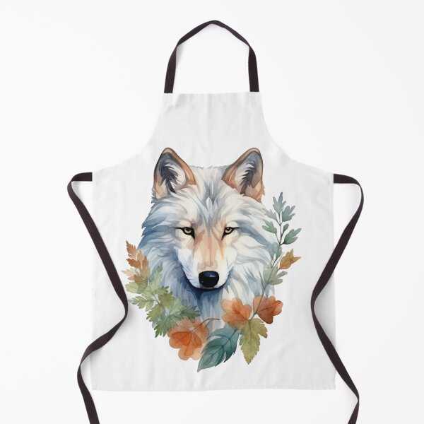 Item preview, Colorful wolf with flowers and foliage watercolor designed and sold by PatternPatty.