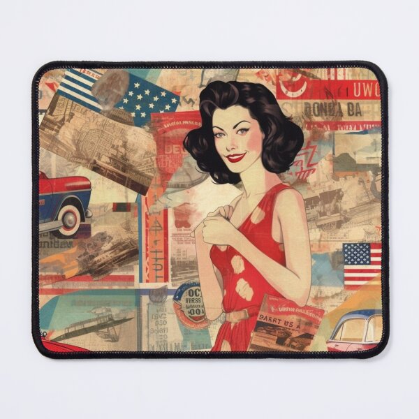 Item preview, America Beauty Retro Vintage Patchwork Collage Pattern of Americana designed and sold by BrandonArtWorld.