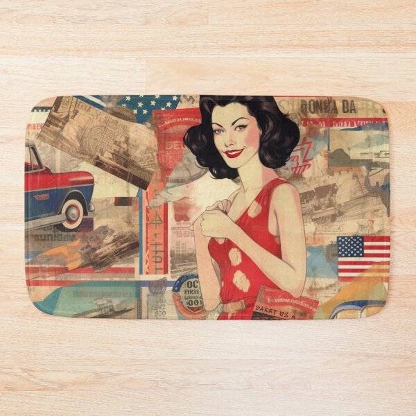 Item preview, America Beauty Retro Vintage Patchwork Collage Pattern of Americana designed and sold by BrandonArtWorld.