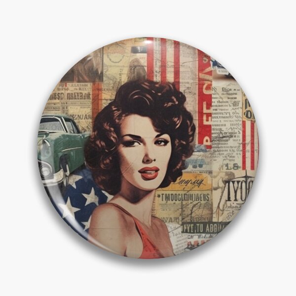 Item preview, America Beauty Retro Vintage Patchwork Collage Pattern of Americana designed and sold by BrandonArtWorld.