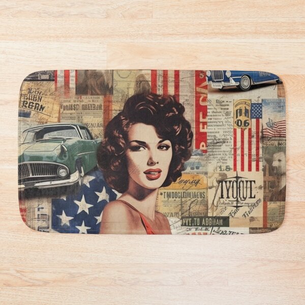 Item preview, America Beauty Retro Vintage Patchwork Collage Pattern of Americana designed and sold by BrandonArtWorld.