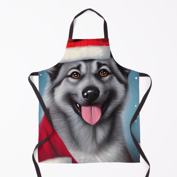 Item preview, Christmas Norwegian Elkhound Wearing A Santa Hat designed and sold by ZenEverAI.