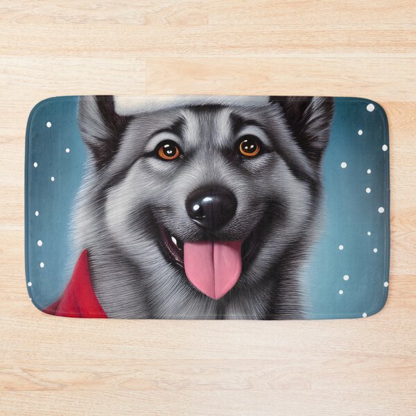 Item preview, Christmas Norwegian Elkhound Wearing A Santa Hat designed and sold by ZenEverAI.