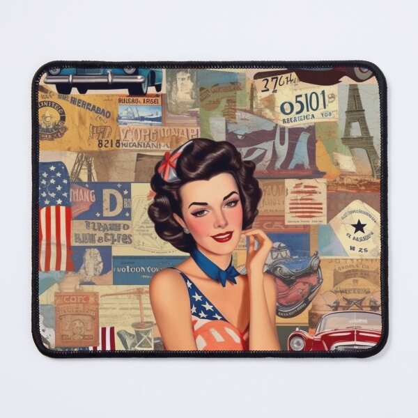 Item preview,  America Beauty Retro Vintage Patchwork Collage Pattern of Americana designed and sold by BrandonArtWorld.