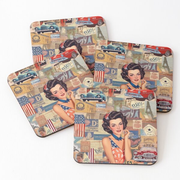 Item preview,  America Beauty Retro Vintage Patchwork Collage Pattern of Americana designed and sold by BrandonArtWorld.