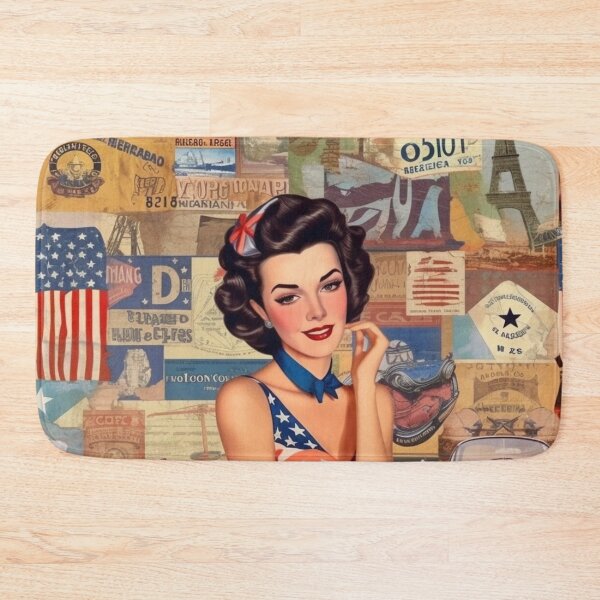 Item preview,  America Beauty Retro Vintage Patchwork Collage Pattern of Americana designed and sold by BrandonArtWorld.