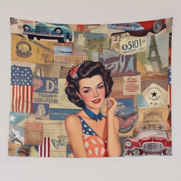 Item preview,  America Beauty Retro Vintage Patchwork Collage Pattern of Americana designed and sold by BrandonArtWorld.