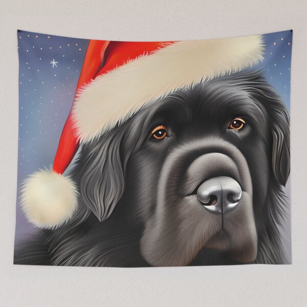 Item preview, Christmas Newfoundland Wearing A Santa Hat designed and sold by ZenEverAI.