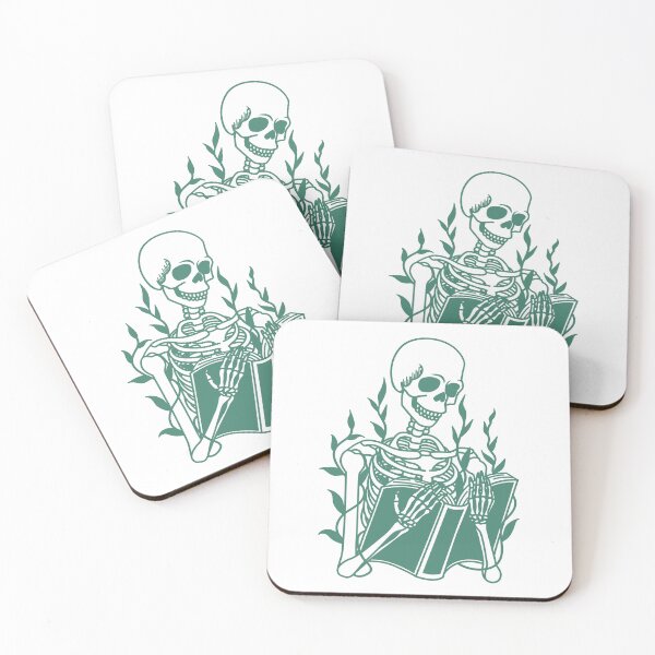 Item preview, Books Bring Me To Life Viridian Green Skeleton Reading designed and sold by Ninjakandy.