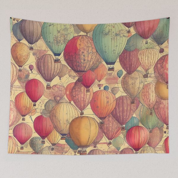 Item preview, Pattern of Vintage air balloons designed and sold by Pride-Casuals.