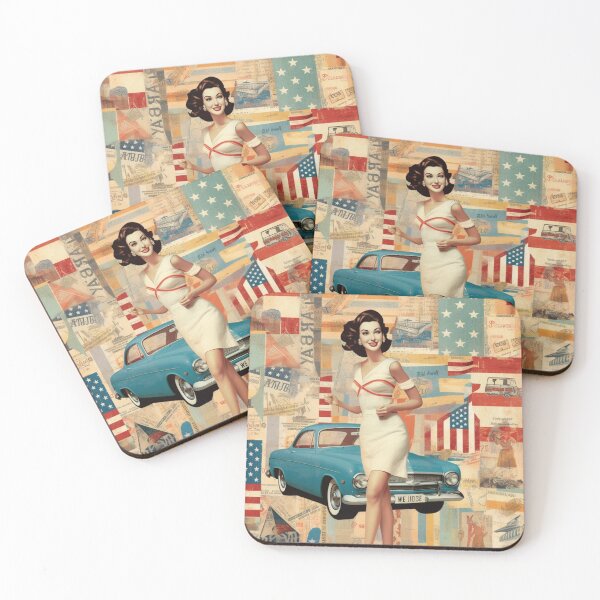 Item preview,  America Beauty Retro Vintage Patchwork Collage Pattern of Americana designed and sold by BrandonArtWorld.