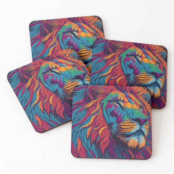 Item preview, Neon Majesty: Pop Art Lion in Bold Colors designed and sold by justawsomeart.
